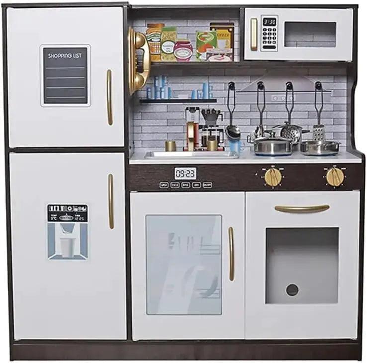  Wooden Play Kitchen Toy Set With Lights Oven Microwave -  ToylandEU™