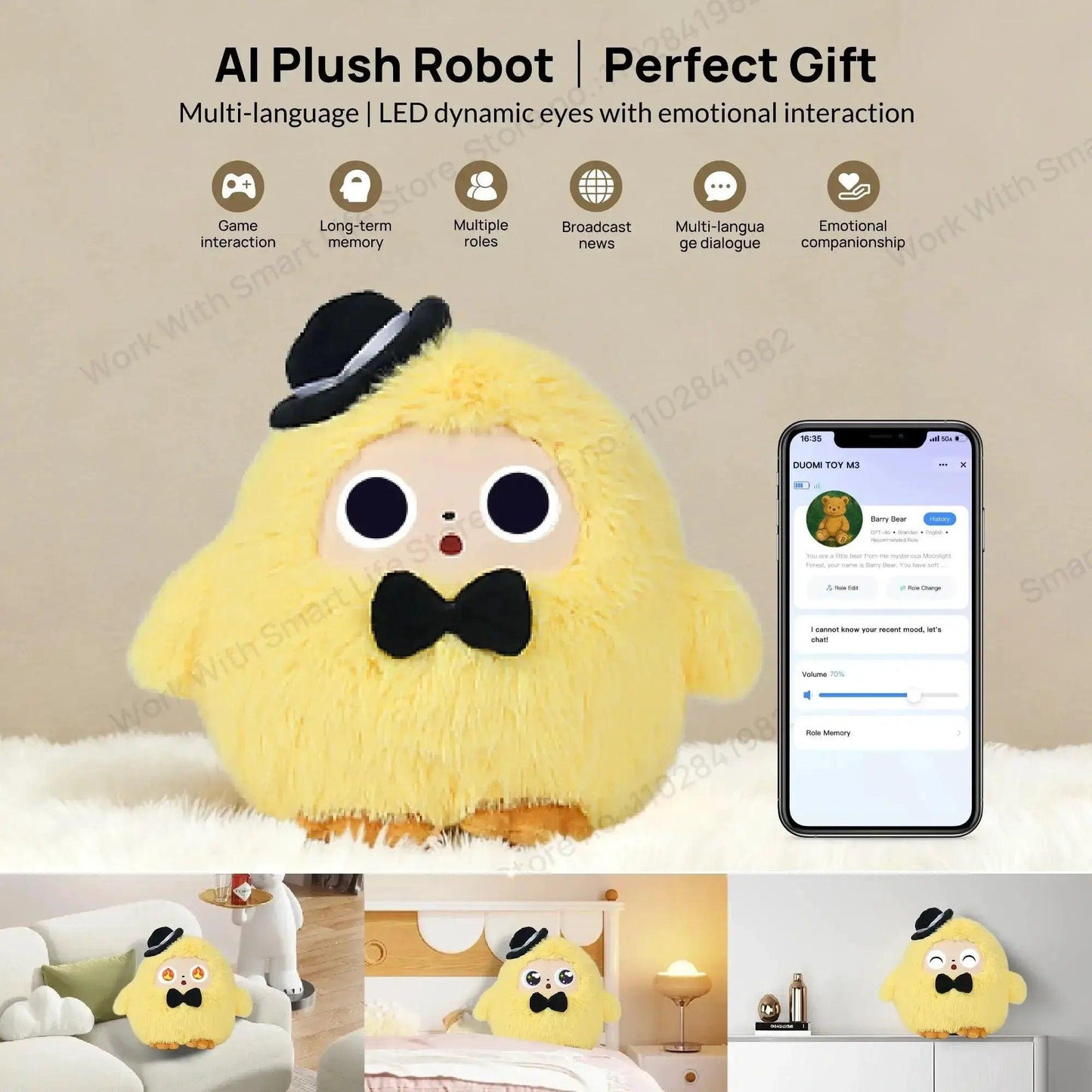  AI Plush Robot Interactive Toy With LED Eyes For Kids -  ToylandEU™
