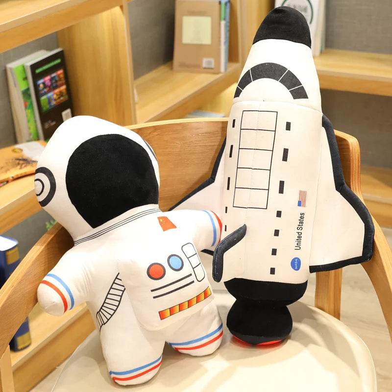 Plush Astronaut Spaceship Toy 1pc Stuffed Soft Doll Cartoon Pillow for Kids Creative Boys Birthday Gift - ToylandEU