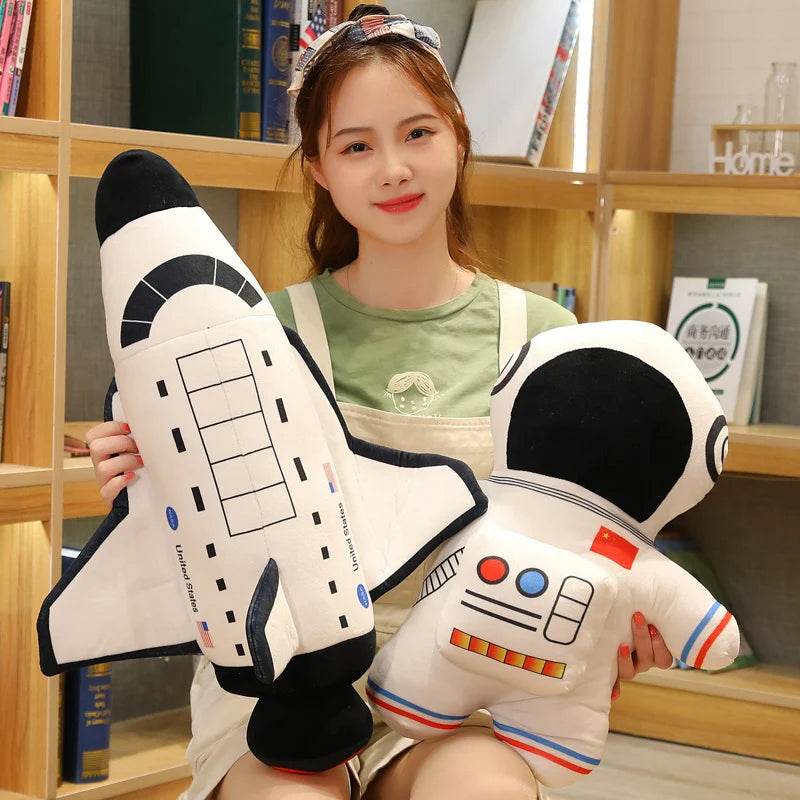 Plush Astronaut Spaceship Toy 1pc Stuffed Soft Doll Cartoon Pillow for Kids Creative Boys Birthday Gift - ToylandEU