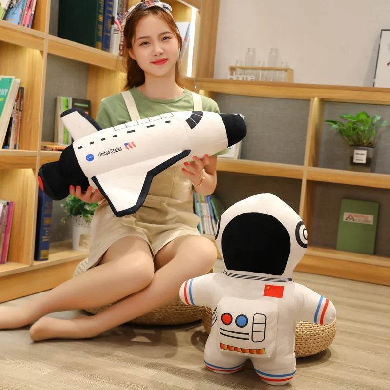 Plush Astronaut Spaceship Toy 1pc Stuffed Soft Doll Cartoon Pillow for Kids Creative Boys Birthday Gift - ToylandEU