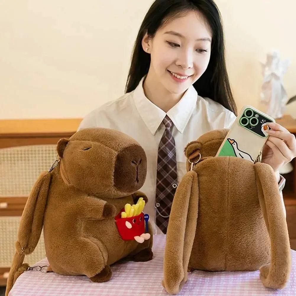  Cute Capybara Plush Backpack Funny Cartoon Capybara Shoulder Bag Student Fur Bag School Bag for Kids -  ToylandEU™