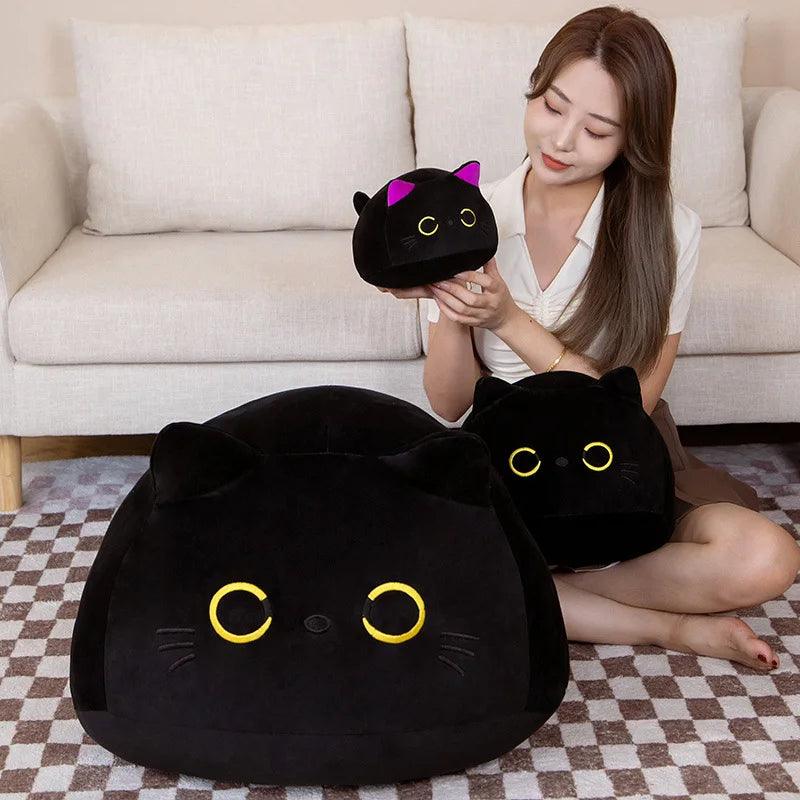 Plush Cat Pillow | Big Size | Black Round Cat Bed Cushion | 9cm-70cm