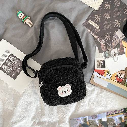 Plush Cute Bear Messenger Bag for Women - Adorable Cell Phone Holder - ToylandEU