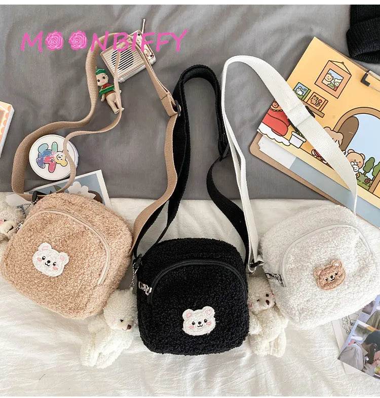Plush Cute Bear Messenger Bag for Women - Adorable Cell Phone Holder - ToylandEU
