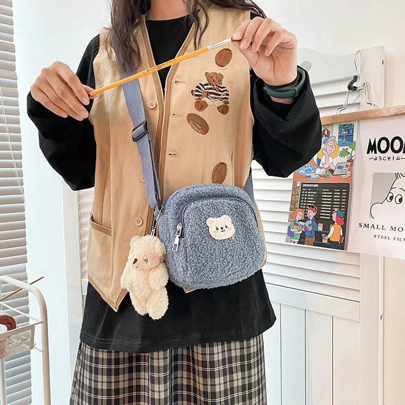Plush Cute Bear Messenger Bag for Women - Adorable Cell Phone Holder - ToylandEU