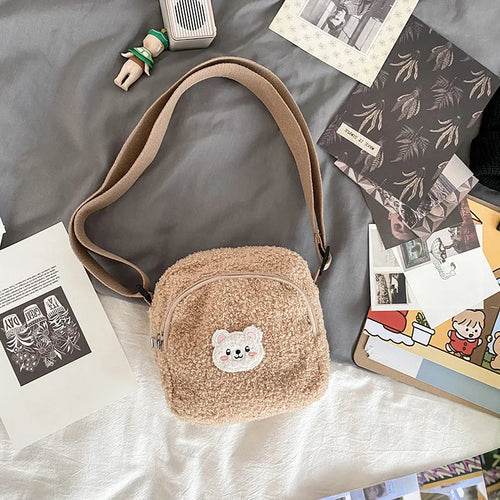 Plush Cute Bear Messenger Bag for Women - Adorable Cell Phone Holder - ToylandEU