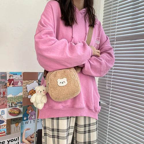Plush Cute Bear Messenger Bag for Women - Adorable Cell Phone Holder - ToylandEU