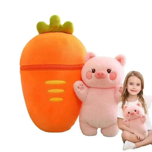 Kawaii Reversible Bunny Plush Pillow – Soft Strawberry & Pig Companion -  ToylandEU™