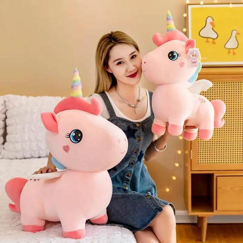  Cartoon Anime Plush Toy Cute Unicorn Pink Embroidery Pony Pillow for Room Decoration Girl Birthday Gift -  ToylandEU™