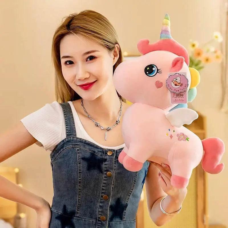  Cartoon Anime Plush Toy Cute Unicorn Pink Embroidery Pony Pillow for Room Decoration Girl Birthday Gift -  ToylandEU™