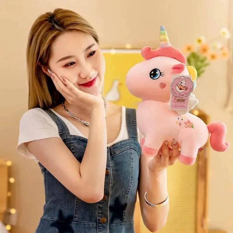  Cartoon Anime Plush Toy Cute Unicorn Pink Embroidery Pony Pillow for Room Decoration Girl Birthday Gift -  ToylandEU™