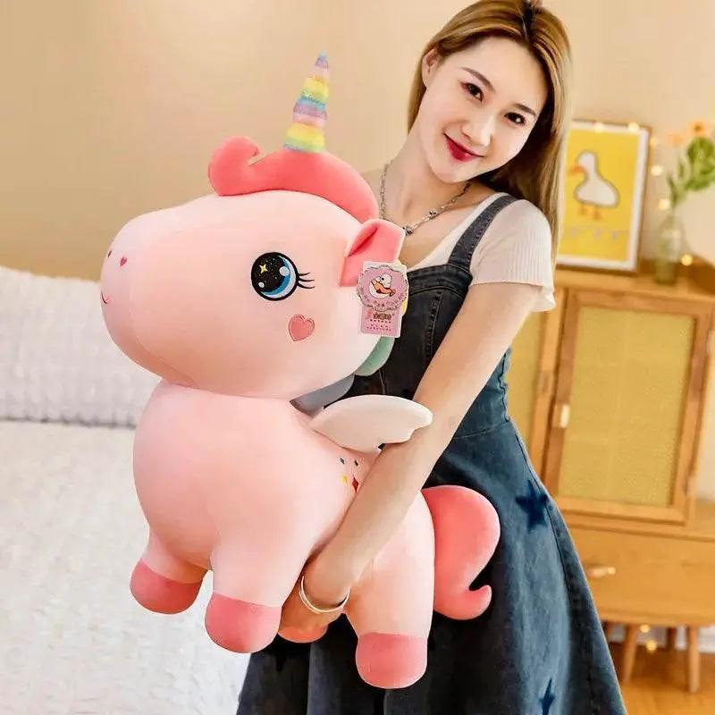  Cartoon Anime Plush Toy Cute Unicorn Pink Embroidery Pony Pillow for Room Decoration Girl Birthday Gift -  ToylandEU™