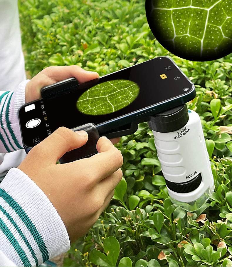 Pocket Microscope Kids Science Toy Kit 60-120x Mini Handheld Microscope with LED Light - ToylandEU