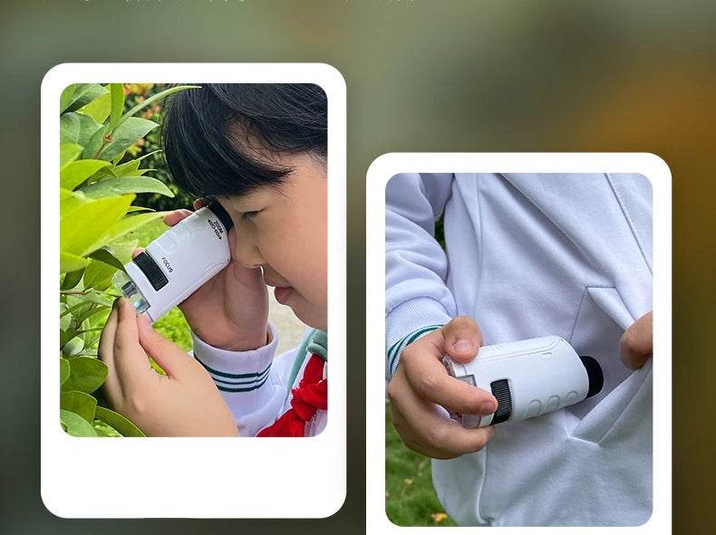 Pocket Microscope Kids Science Toy Kit 60-120x Mini Handheld Microscope with LED Light - ToylandEU