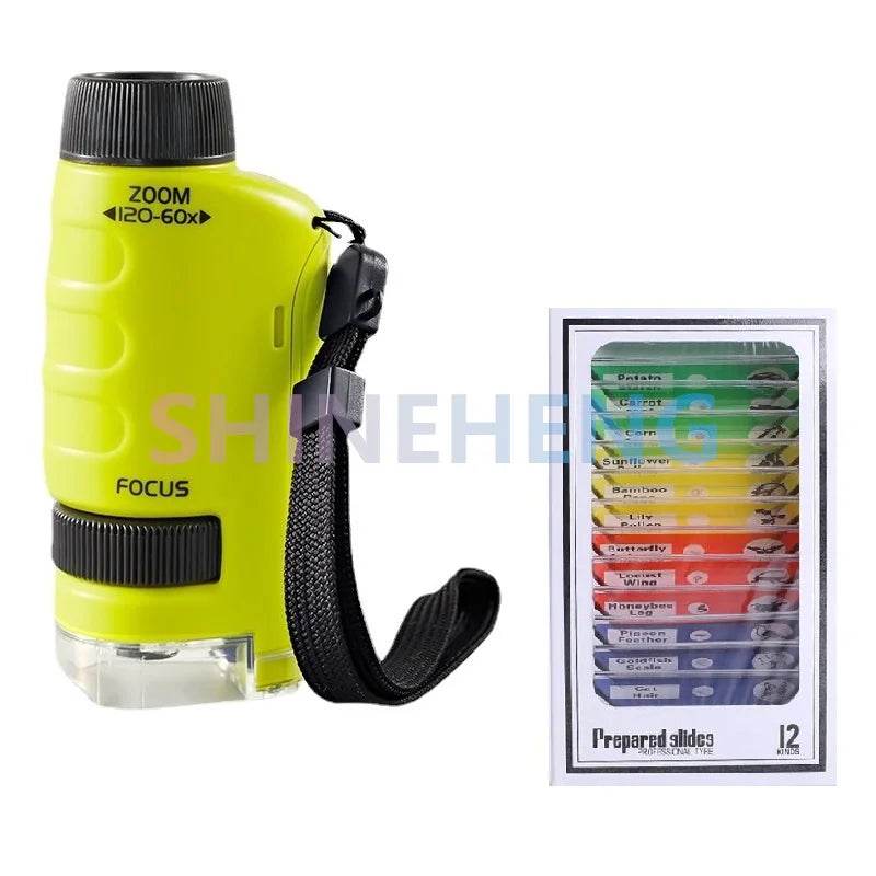 Pocket Microscope Kids Science Toy Kit 60-120x Mini Handheld Microscope with LED Light - ToylandEU
