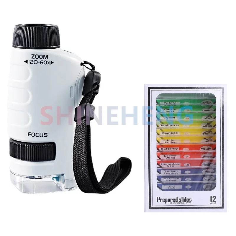 Pocket Microscope Kids Science Toy Kit 60-120x Mini Handheld Microscope with LED Light - ToylandEU