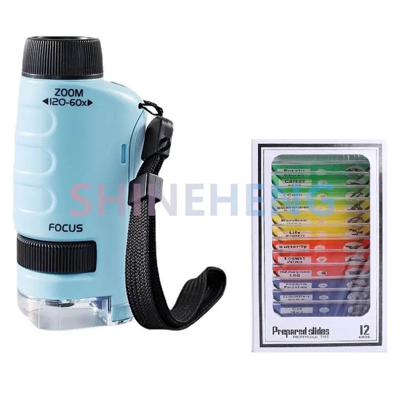 Pocket Microscope Kids Science Toy Kit 60-120x Mini Handheld Microscope with LED Light - ToylandEU