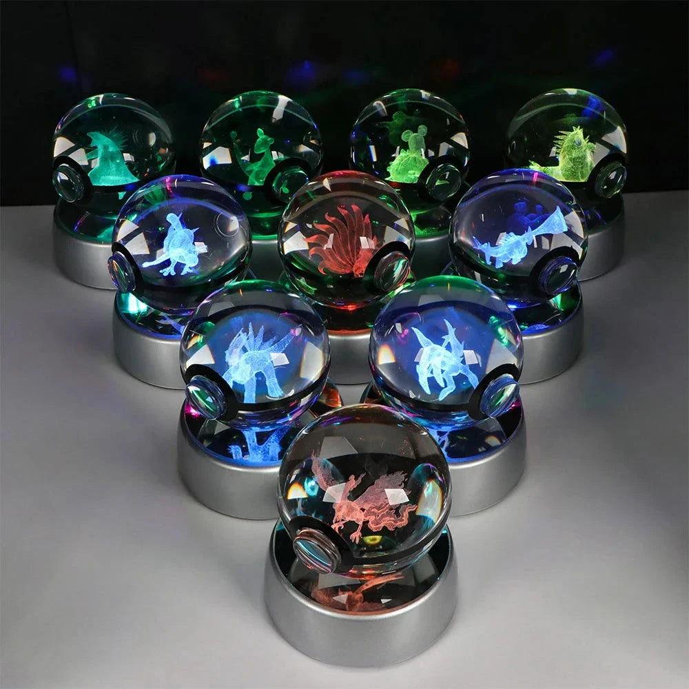 Pokeball 3D Crystal Ball Laser Engraved LED Night Light
