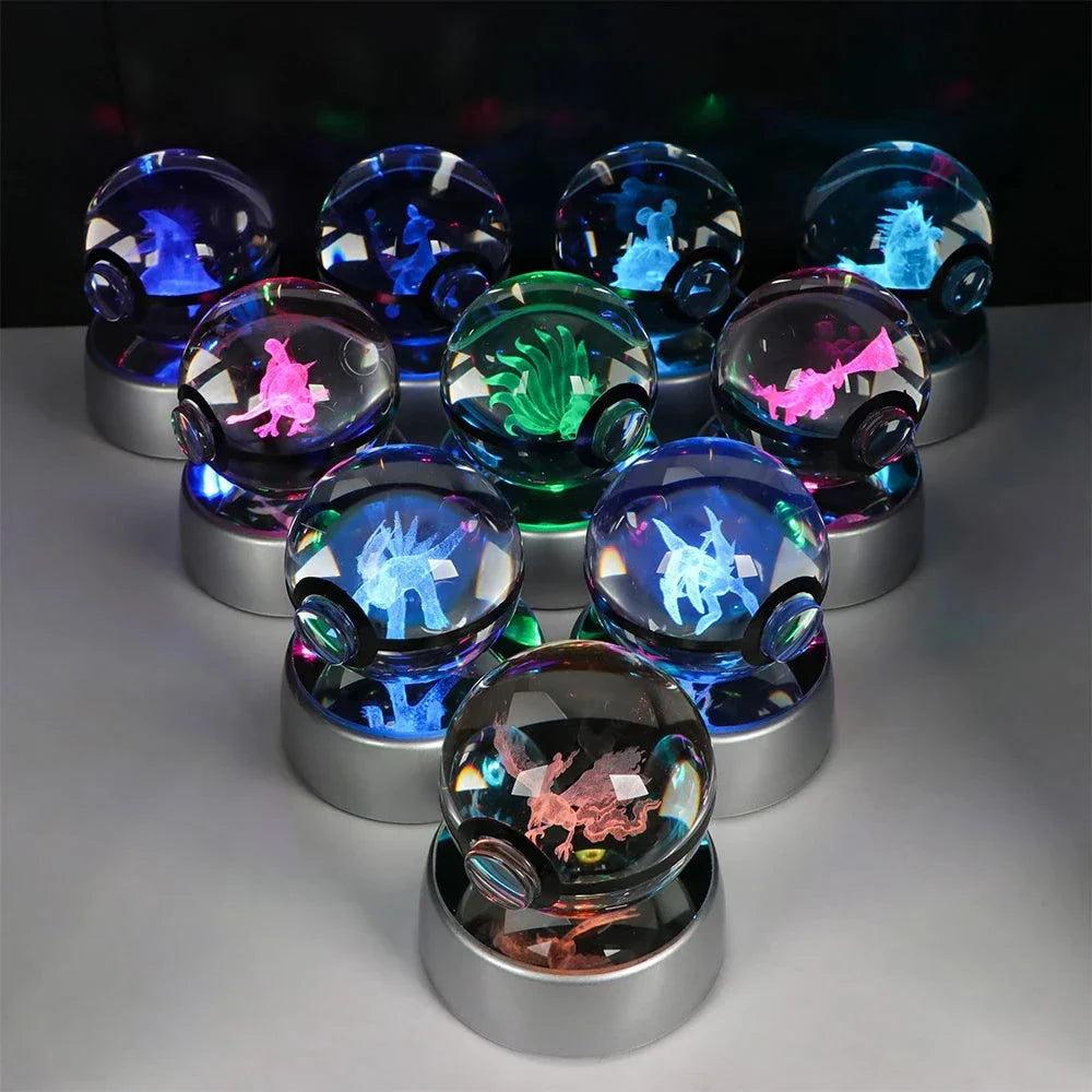 Pokeball 3D Crystal Ball Laser Engraved LED Night Light