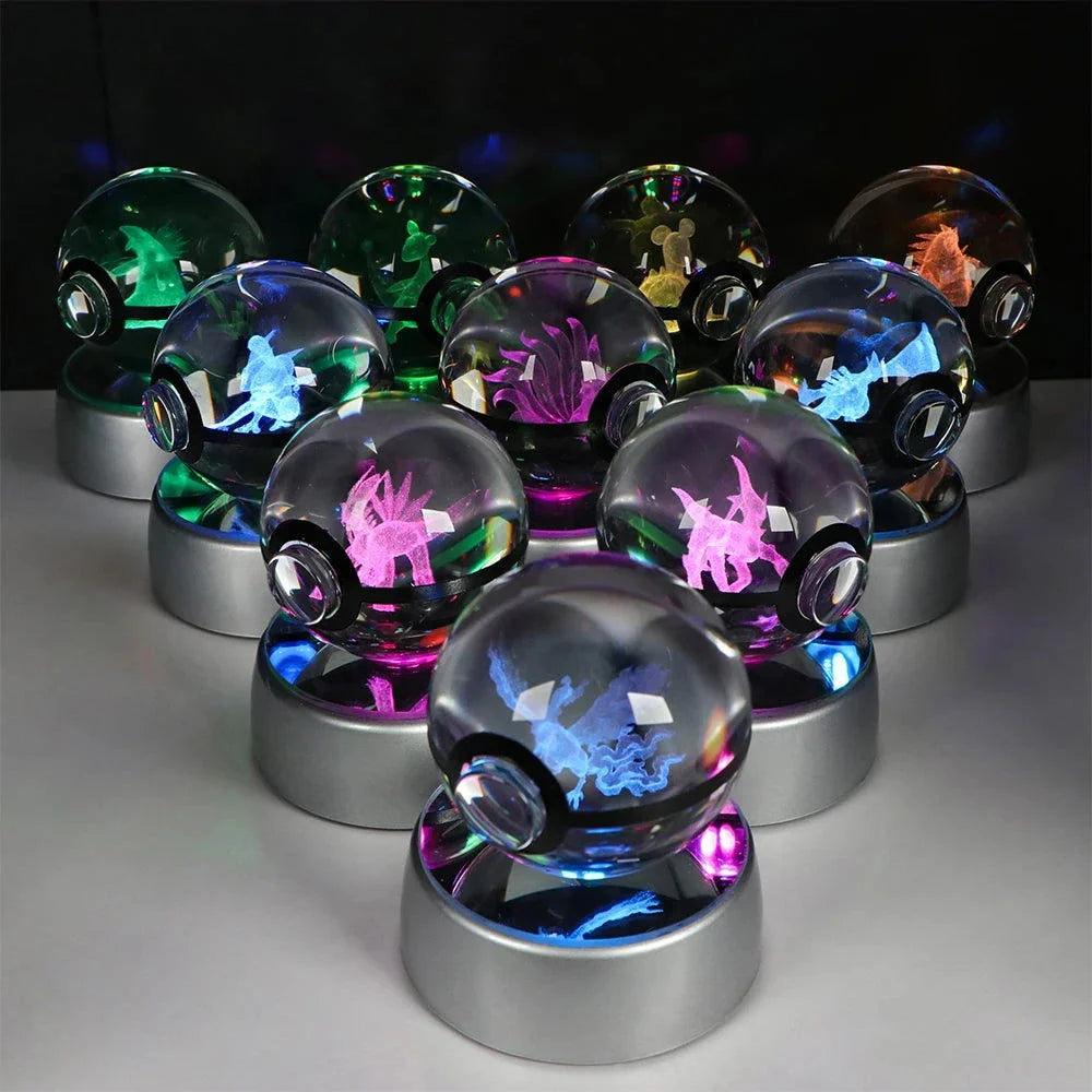 Pokeball 3D Crystal Ball Laser Engraved LED Night Light