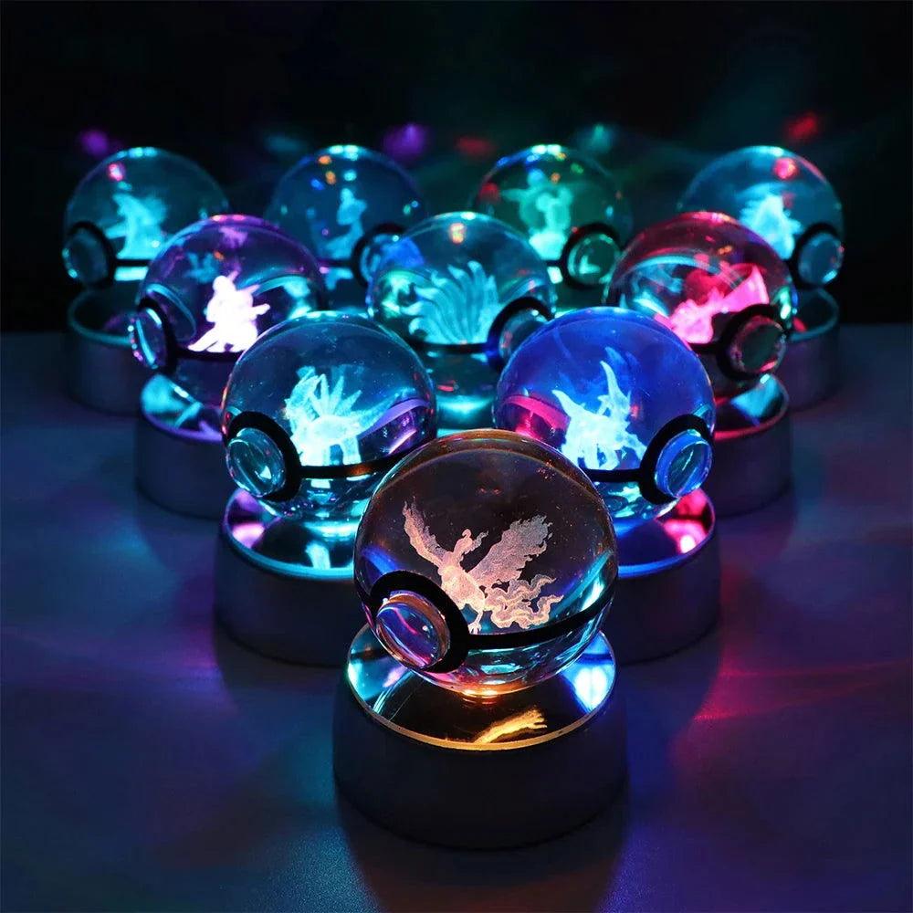 Pokeball 3D Crystal Ball Laser Engraved LED Night Light