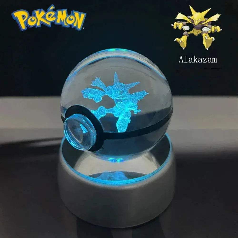 Pokemon 3D Crystal Ball Pikachu Gengar Eevee Mewtwo Anime Pokeball with Led Night Light Base - ToylandEU