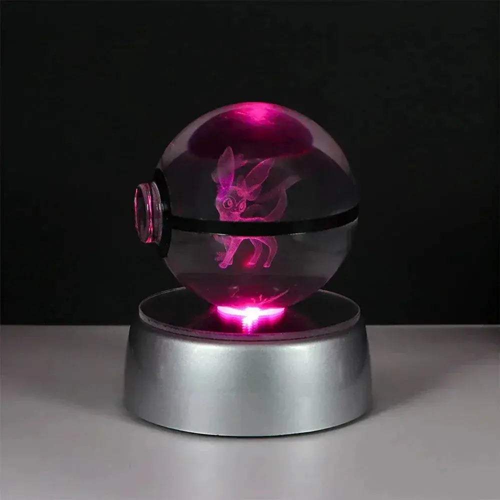 Pokemon 3D Crystal Ball Pikachu Gengar Eevee Mewtwo Anime Pokeball with Led Night Light Base - ToylandEU