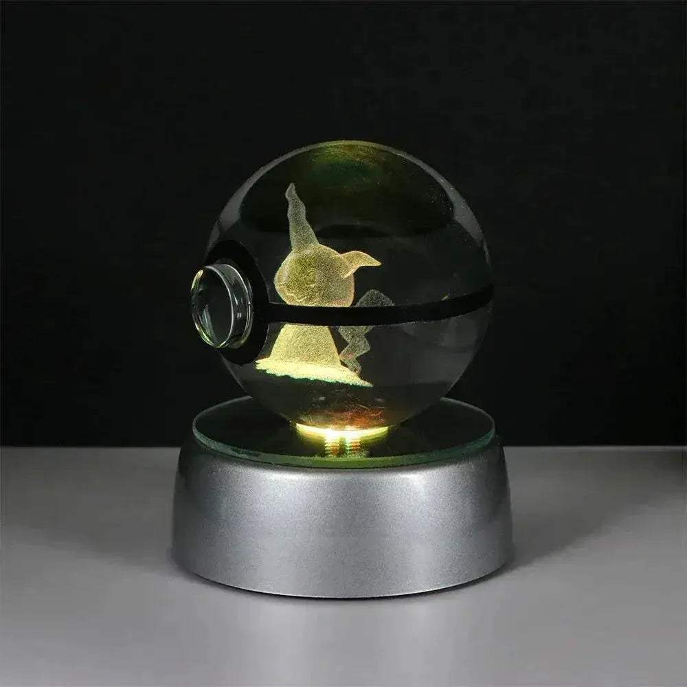 Pokemon 3D Crystal Ball Pikachu Gengar Eevee Mewtwo Anime Pokeball with Led Night Light Base - ToylandEU