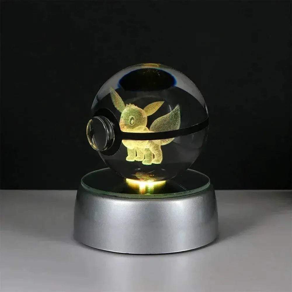 Pokemon 3D Crystal Ball Pikachu Gengar Eevee Mewtwo Anime Pokeball with Led Night Light Base - ToylandEU