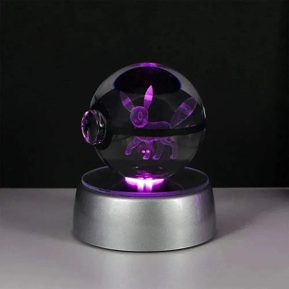 Pokemon 3D Crystal Ball Pikachu Gengar Eevee Mewtwo Anime Pokeball with Led Night Light Base - ToylandEU