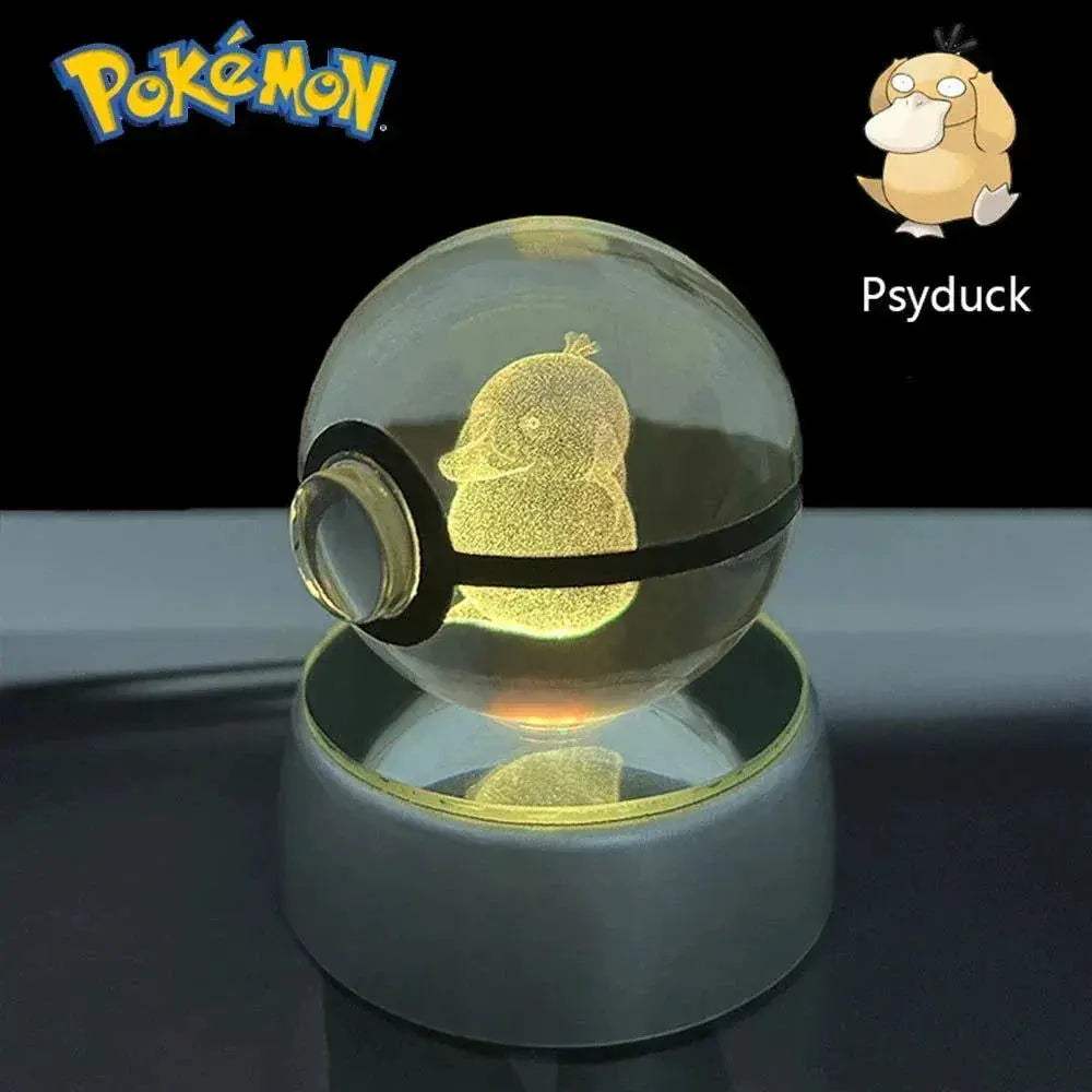 Pokemon 3D Crystal Ball Pikachu Gengar Eevee Mewtwo Anime Pokeball with Led Night Light Base - ToylandEU