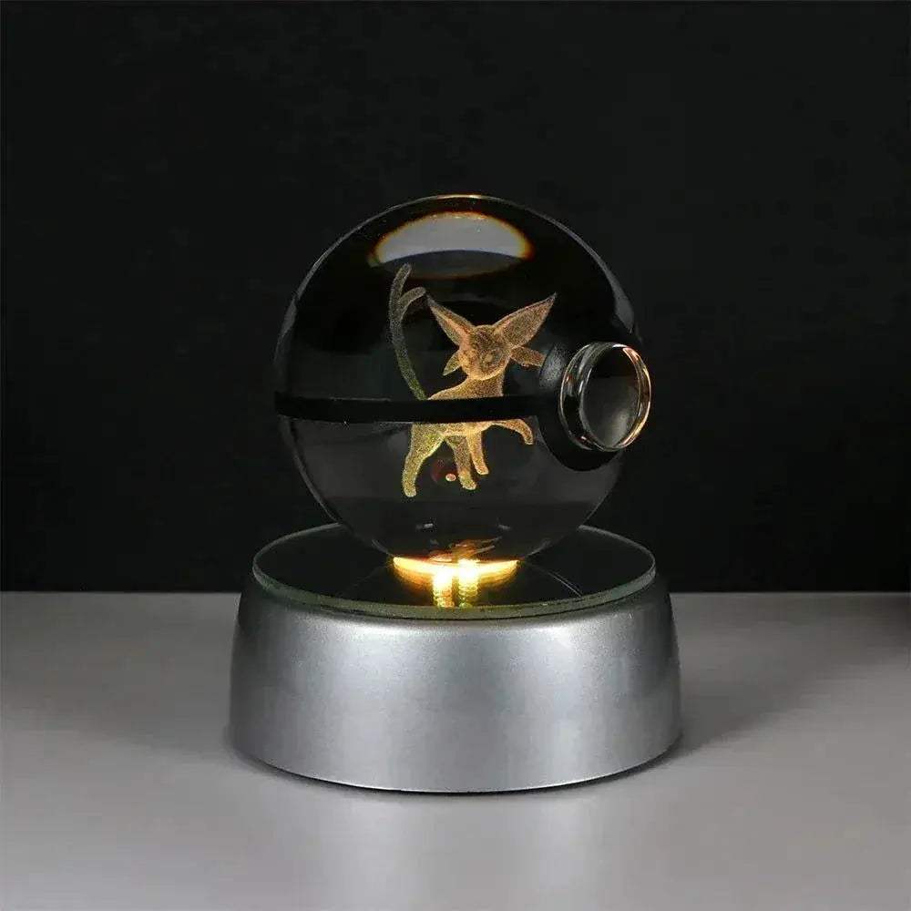 Pokemon 3D Crystal Ball Pikachu Gengar Eevee Mewtwo Anime Pokeball with Led Night Light Base - ToylandEU