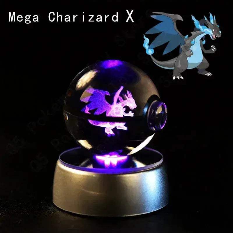 Pokemon 3D Crystal Ball Pokeballs with LED Light Base, Kids Anime Toy Gifts - ToylandEU