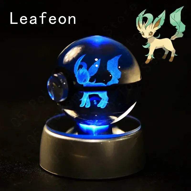 Pokemon 3D Crystal Ball Pokeballs with LED Light Base, Kids Anime Toy Gifts - ToylandEU