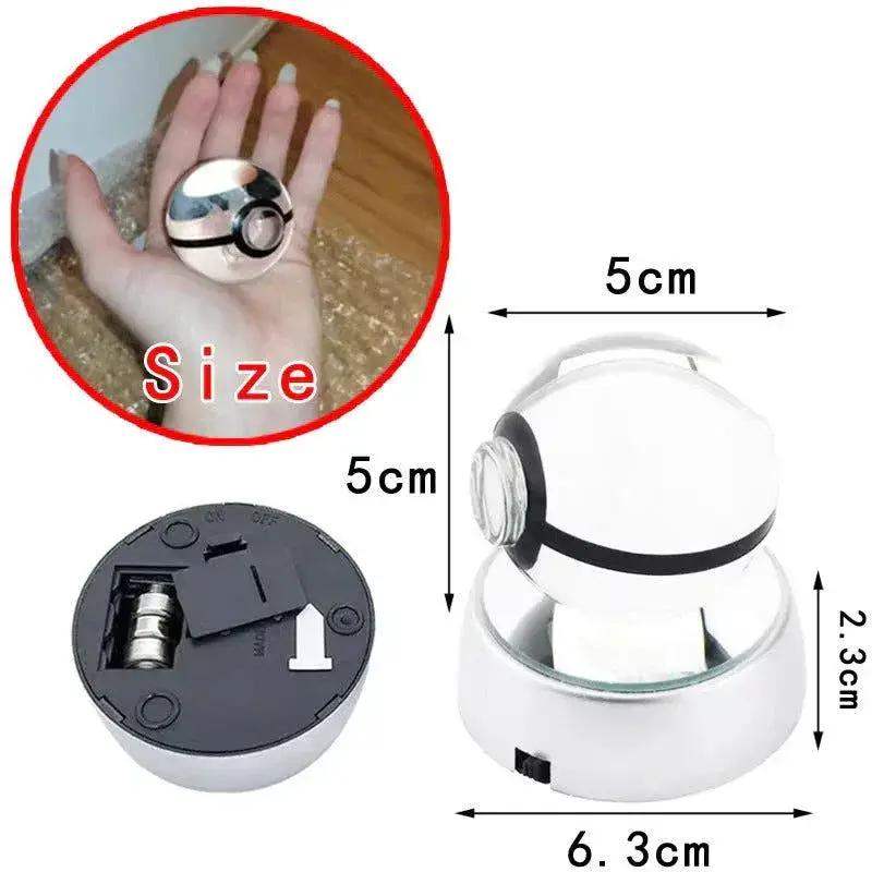 Pokemon 3D Crystal Pokeball with LED Light Base, Kids Anime Toy Gifts 2 in - ToylandEU