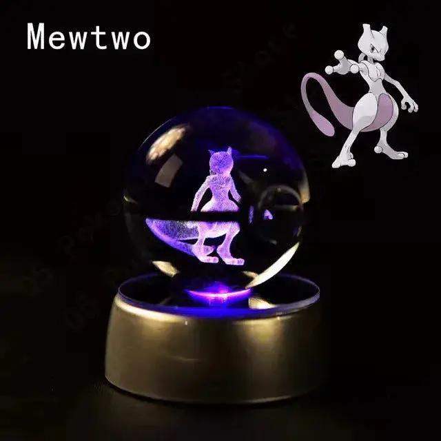 Pokemon 3D Crystal Pokeball with LED Light Base, Kids Anime Toy Gifts 2 in - ToylandEU
