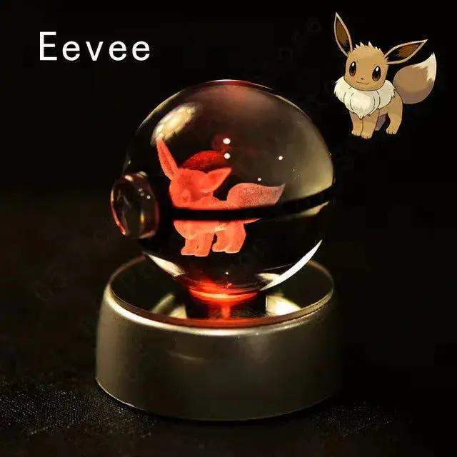 Pokemon 3D Crystal Pokeball with LED Light Base, Kids Anime Toy Gifts 2 in - ToylandEU