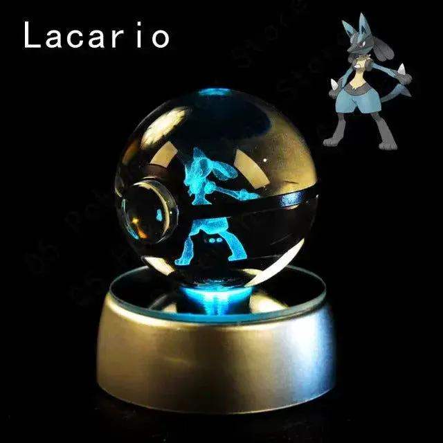 Pokemon 3D Crystal Pokeball with LED Light Base, Kids Anime Toy Gifts 2 in - ToylandEU