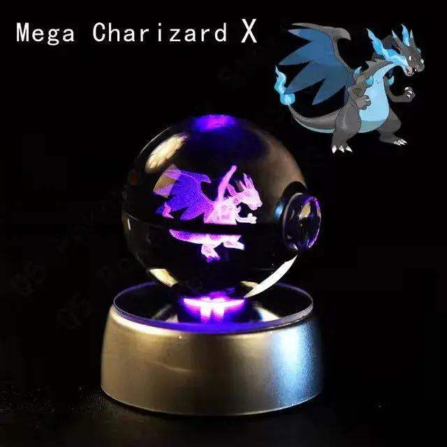 Pokemon 3D Crystal Pokeball with LED Light Base, Kids Anime Toy Gifts 2 in - ToylandEU