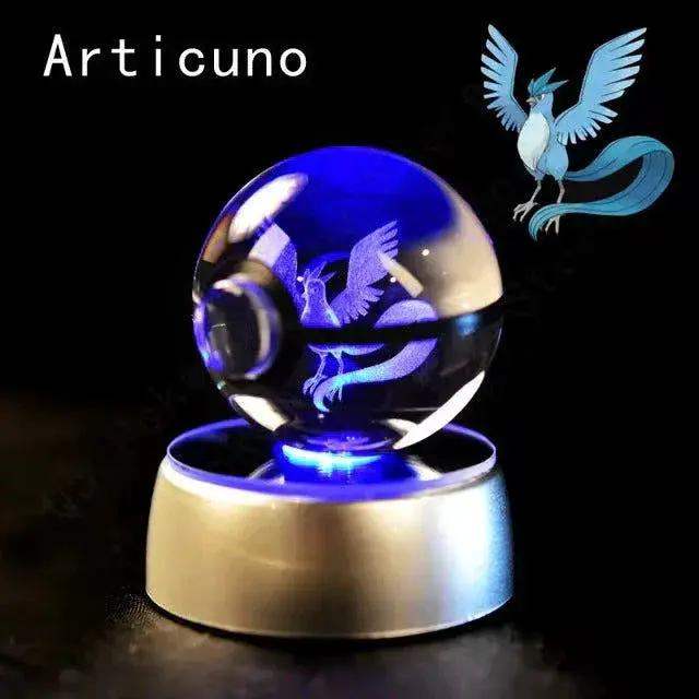 Pokemon 3D Crystal Pokeball with LED Light Base, Kids Anime Toy Gifts 2 in - ToylandEU