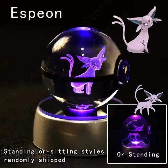 Pokemon 3D Crystal Pokeball with LED Light Base, Kids Anime Toy Gifts 2 in - ToylandEU