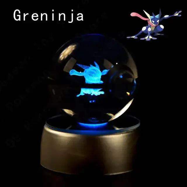 Pokemon 3D Crystal Pokeball with LED Light Base, Kids Anime Toy Gifts 2 in - ToylandEU