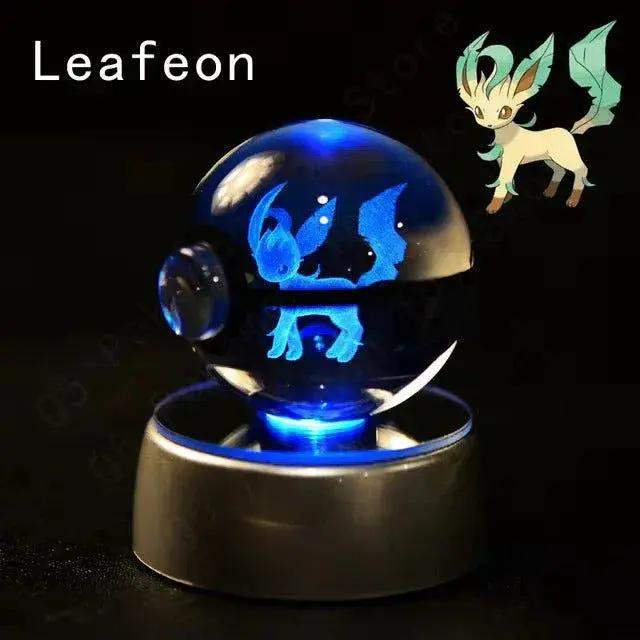 Pokemon 3D Crystal Pokeball with LED Light Base, Kids Anime Toy Gifts 2 in - ToylandEU