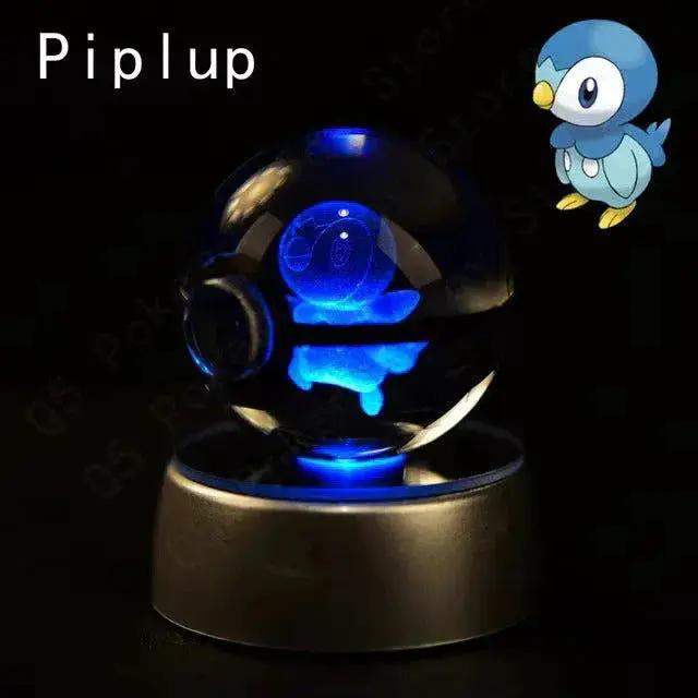Pokemon 3D Crystal Pokeball with LED Light Base, Kids Anime Toy Gifts 2 in - ToylandEU