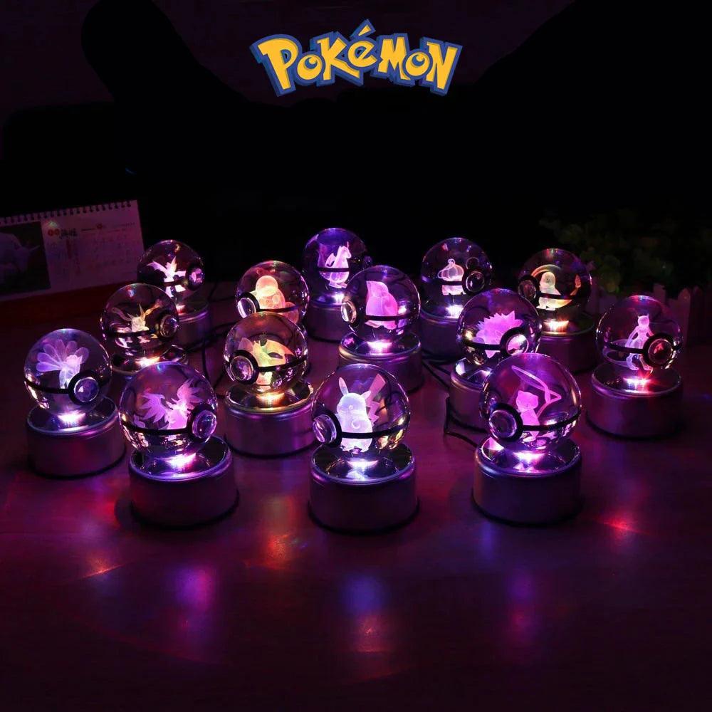 Pokemon Crystal Ball Pokeballs Led Base Display