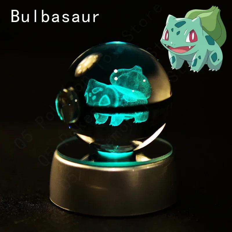 Pokemon Crystal Ball Pokeballs Led Base Display