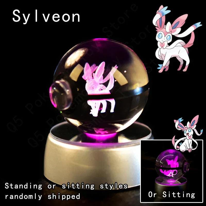Pokemon Crystal Ball Pokeballs Led Base Display
