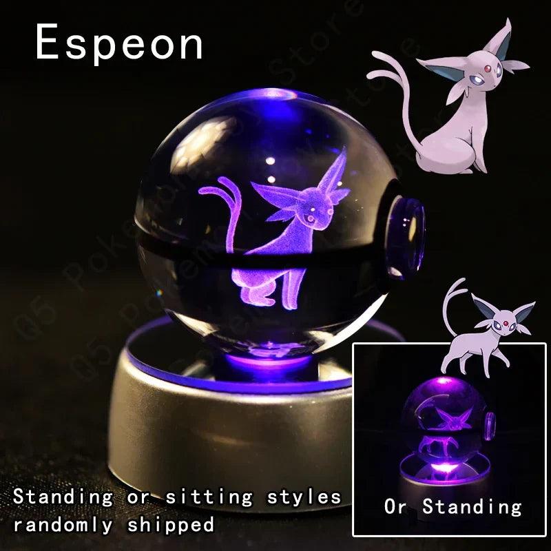 Pokemon Crystal Ball Pokeballs Led Base Display