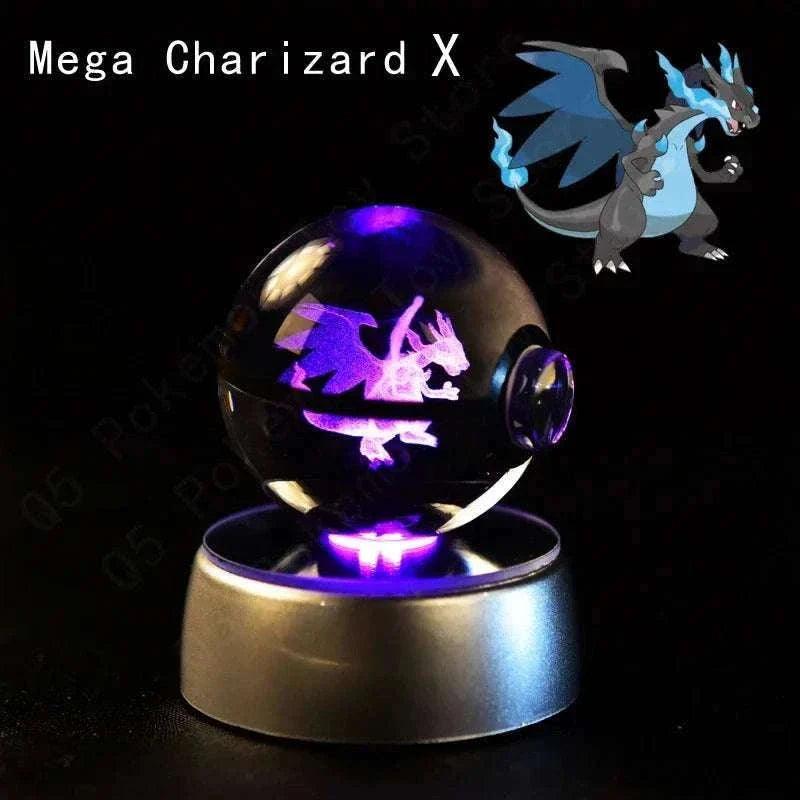 Pokemon Crystal Ball Pokeballs Led Base Display